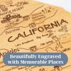 Totally Bamboo Destination California Shaped Cutting Board – Bamboo Charcuterie and Serving Board with Hang Tie for Wall Display