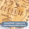 Totally Bamboo Destination Georgia Shaped Cutting Board – Bamboo Charcuterie and Serving Board with Hang Tie for Wall Display