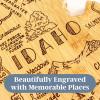 Totally Bamboo Destination Idaho Shaped Cutting Board – Bamboo Charcuterie and Serving Board with Hang Tie for Wall Display(10.5″L x 15″W)