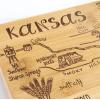Totally Bamboo Destination Kansas State Shaped Serving and Cutting Board, Includes Hang Tie for Wall Display(16.8″L x 9.3″W)