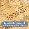 Totally Bamboo Destination Michigan Mitten Shaped Cutting Board – Bamboo Charcuterie and Serving Board with Hang Tie for Wall Display(13.3″L x 11.8″W)
