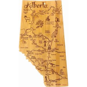 Totally Bamboo Destination Alberta Province Shaped Serving and Cutting Board, Includes Hang Tie for Wall Display