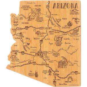 Totally Bamboo Destination Arizona Shaped Cutting Board – Bamboo Charcuterie and Serving Board with Hang Tie for Wall Display