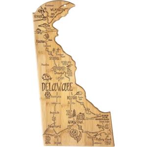 Totally Bamboo Destination Delaware State Shaped Serving and Cutting Board, Includes Hang Tie for Wall Display
