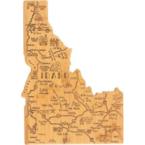Totally Bamboo Destination Idaho Shaped Cutting Board – Bamboo Charcuterie and Serving Board with Hang Tie for Wall Display(10.5″L x 15″W)