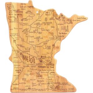 Totally Bamboo Destination Minnesota Shaped Cutting Board – Bamboo Charcuterie and Serving Board with Hang Tie for Wall Display
