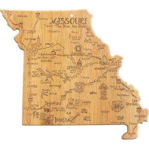 Totally Bamboo Destination Missouri State Shaped Serving and Cutting Board, Includes Hang Tie for Wall Display