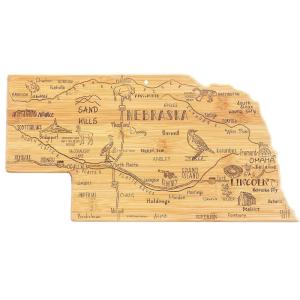 Totally Bamboo Destination Nebraska State Shaped Serving and Cutting Board, Includes Hang Tie for Wall Display