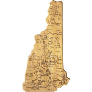 Totally Bamboo Destination New Hampshire State Shaped Serving and Cutting Board, Includes Hang Tie for Wall Display