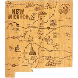 Totally Bamboo Destination New Mexico State Shaped Serving and Cutting Board, Includes Hang Tie for Wall Display