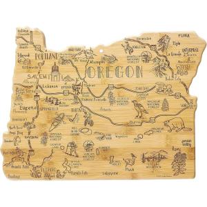 Totally Bamboo Destination Oregon Shaped Cutting Board – Bamboo Charcuterie and Serving Board with Hang Tie for Wall Display