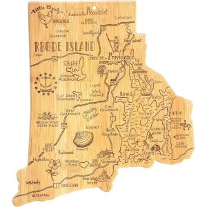 Totally Bamboo Destination Rhode Island State Shaped Serving and Cutting Board, Includes Hang Tie for Wall Display