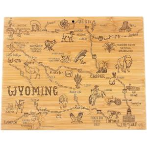 Totally Bamboo Destination Wyoming State Shaped Serving and Cutting Board, Includes Hang Tie for Wall Display