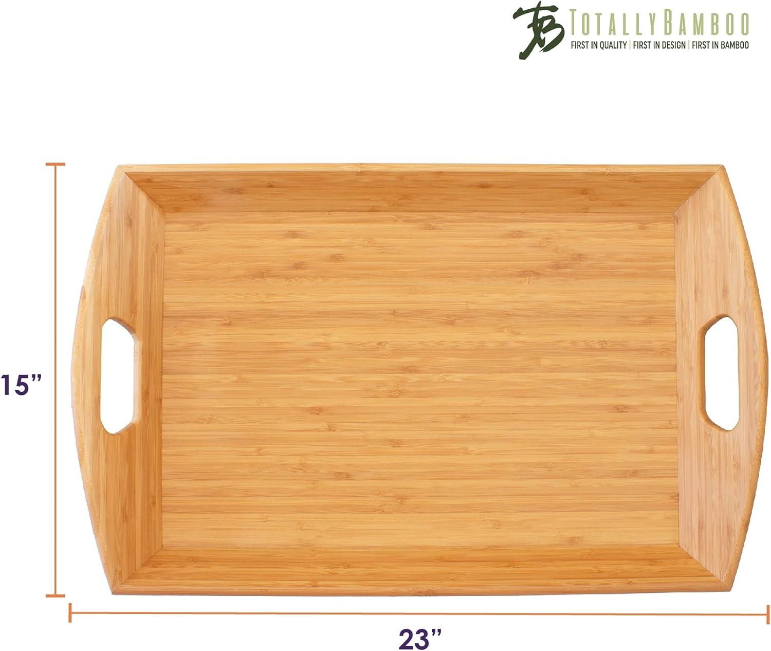 imageTotally Bamboo Butlers Serving Tray with Handles Decorative Tray for Ottoman or Coffee Table 23 x 15