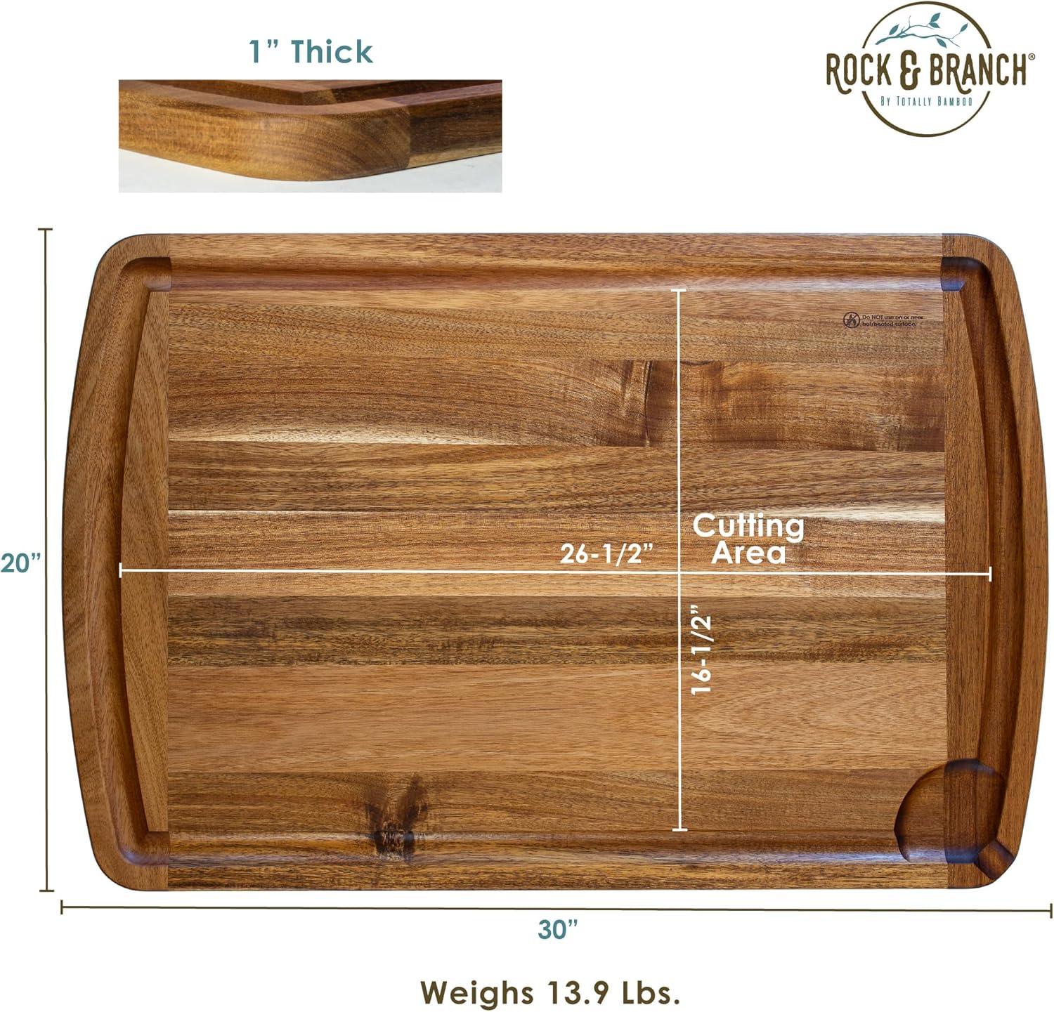 imageRock amp Branch 30 x 20 Acacia Wood Extra Large Cutting Board Stove Top Cover or Over the Sink Chopping Block Noodle Board and Giant Charcuterie Serving Tray