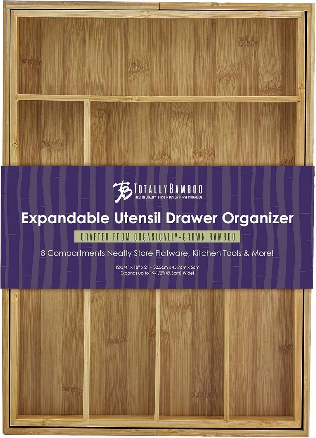 imageTotally Bamboo Kitchen Drawer Organizer Expandable Silverware Organizer and Utensil Holder 8 Compartments with Dividers