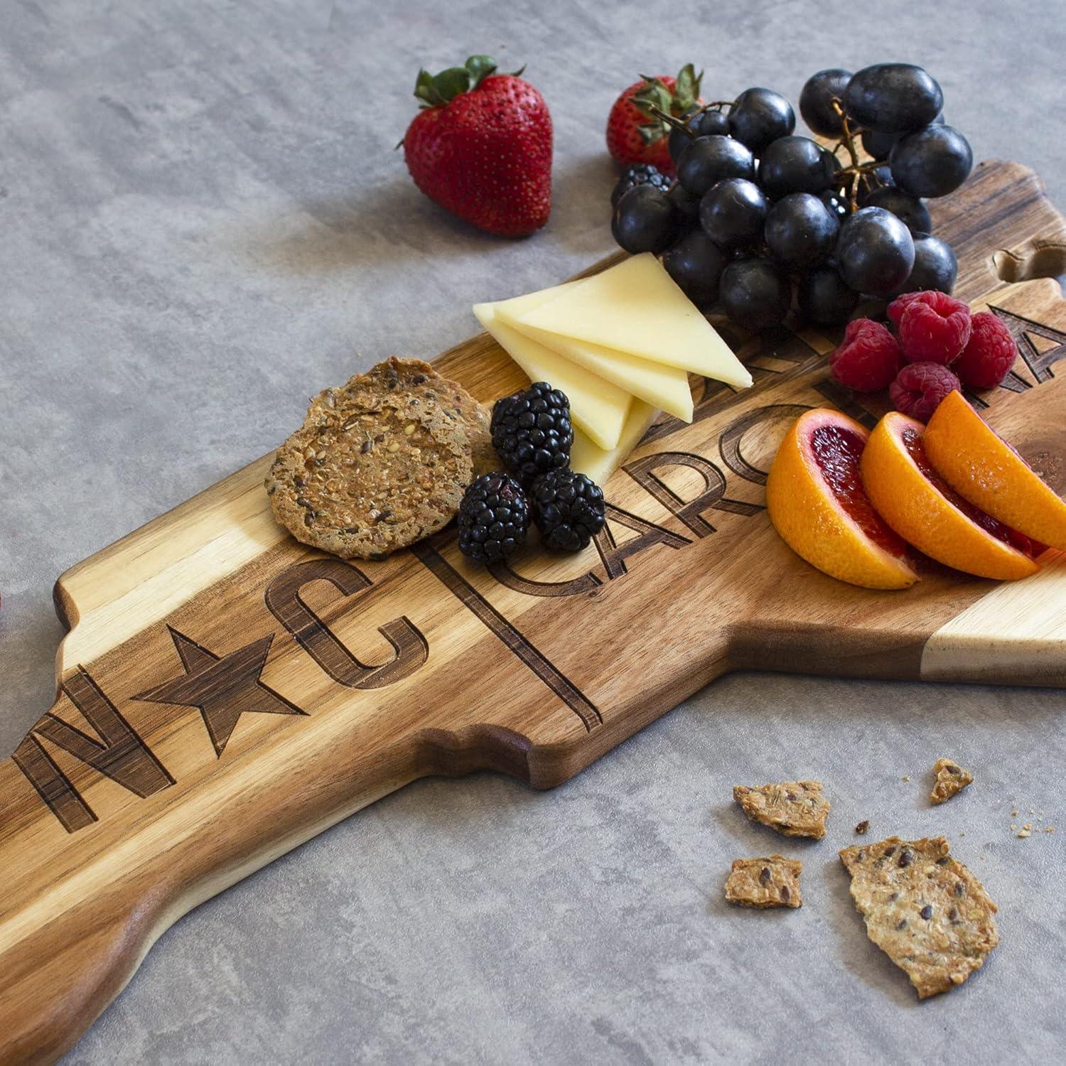 imageTotally Bamboo Rock amp Branch Origins Series North Carolina State Shaped Cutting Board and Charcuterie Serving Tray Includes Hang Tie for Wall Display 18 x 8 x 06North Carolina