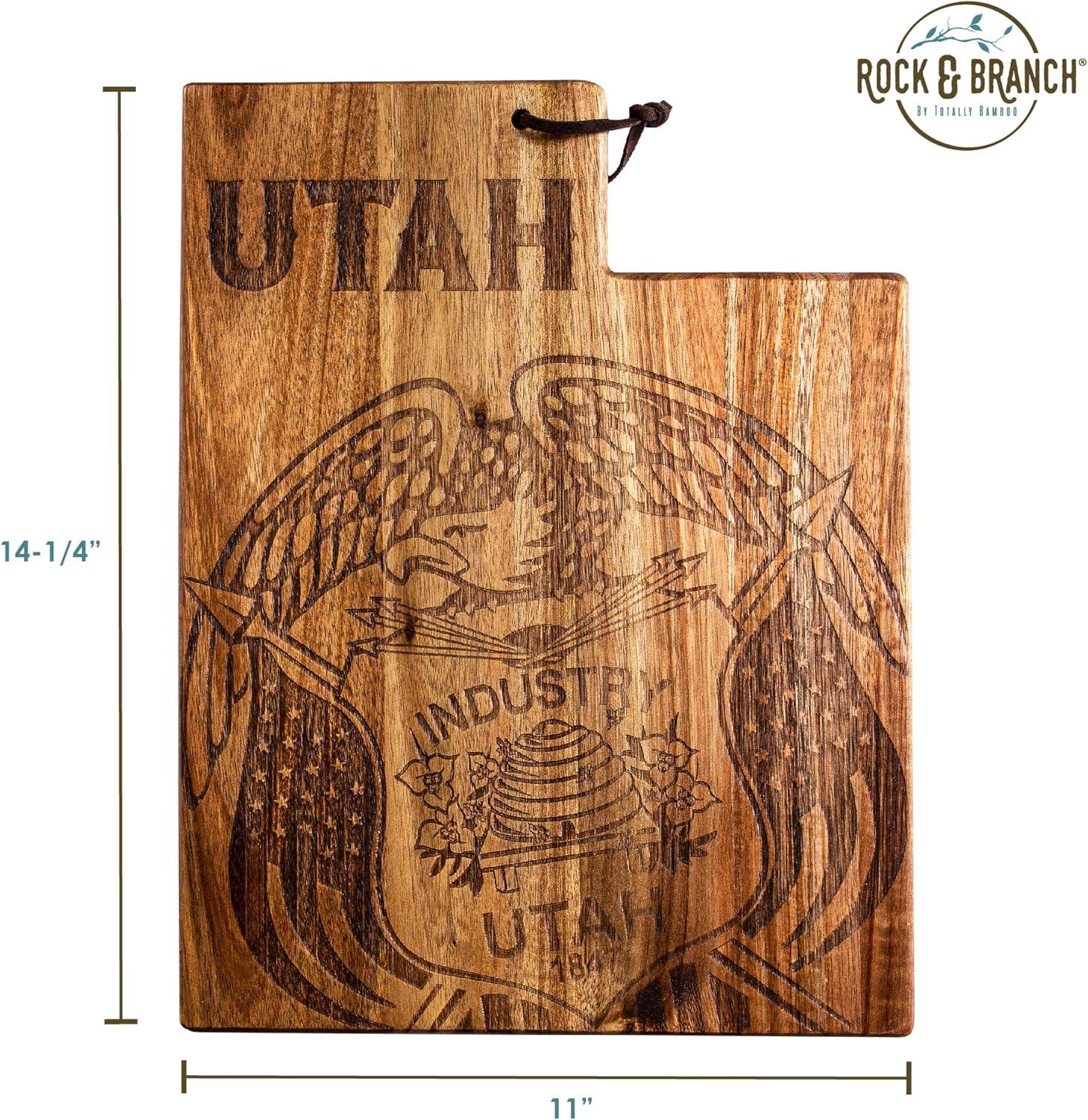 imageTotally Bamboo Rock amp Branch Origins Series North Carolina State Shaped Cutting Board and Charcuterie Serving Tray Includes Hang Tie for Wall Display 18 x 8 x 06Utah