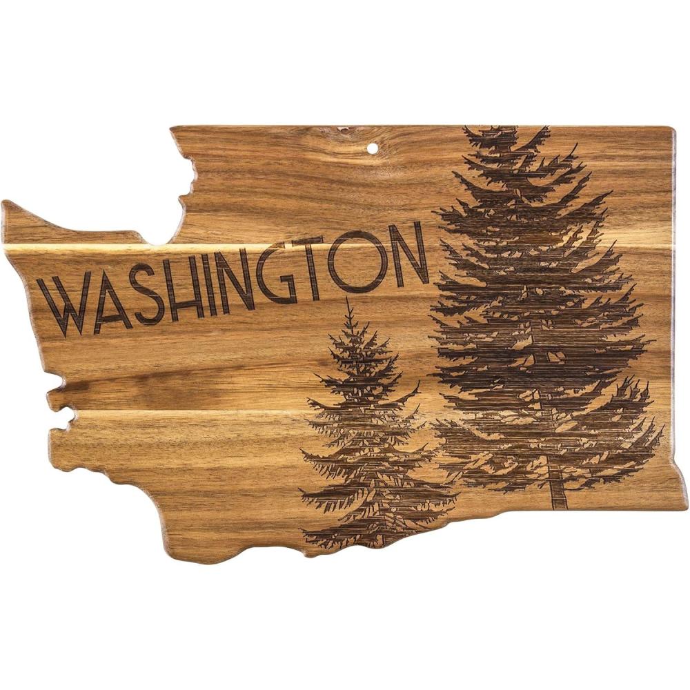 imageTotally Bamboo Rock amp Branch Origins Series North Carolina State Shaped Cutting Board and Charcuterie Serving Tray Includes Hang Tie for Wall Display 18 x 8 x 06Washington