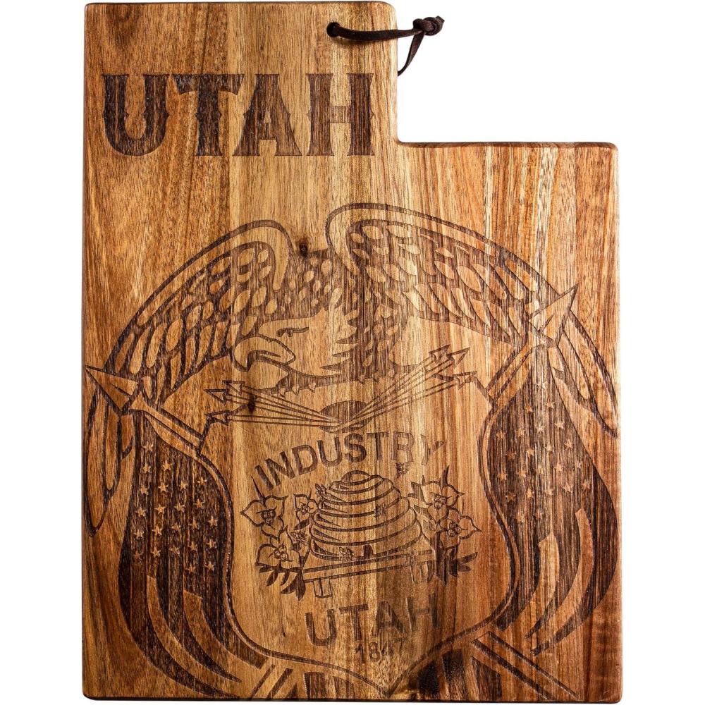 imageTotally Bamboo Rock amp Branch Origins Series North Carolina State Shaped Cutting Board and Charcuterie Serving Tray Includes Hang Tie for Wall Display 18 x 8 x 06Utah