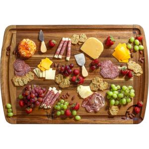 Rock & Branch 30″ x 20″ Acacia Wood Extra Large Cutting Board, Stove Top Cover or Over the Sink Chopping Block, Noodle Board and Giant Charcuterie Serving Tray
