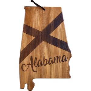 Totally Bamboo Rock & Branch Origins Series North Carolina State Shaped Cutting Board and Charcuterie Serving Tray, Includes Hang Tie for Wall Display 18″ x 8″ x 0.6″(Alabama)