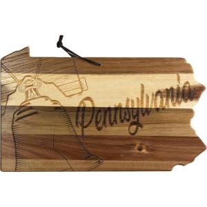 Totally Bamboo Rock & Branch Origins Series North Carolina State Shaped Cutting Board and Charcuterie Serving Tray, Includes Hang Tie for Wall Display 18″ x 8″ x 0.6″(Pennsylvania)