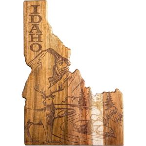 Totally Bamboo Rock & Branch Origins Series North Carolina State Shaped Cutting Board and Charcuterie Serving Tray, Includes Hang Tie for Wall Display 18″ x 8″ x 0.6″(Idaho)