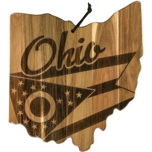 Totally Bamboo Rock & Branch Origins Series North Carolina State Shaped Cutting Board and Charcuterie Serving Tray, Includes Hang Tie for Wall Display 18″ x 8″ x 0.6″(Ohio)
