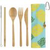 Totally Bamboo Take Along Reusable Bamboo Utensil Set with Straw, Dishwasher Safe, Pineapple Design(Blue Pineapple)