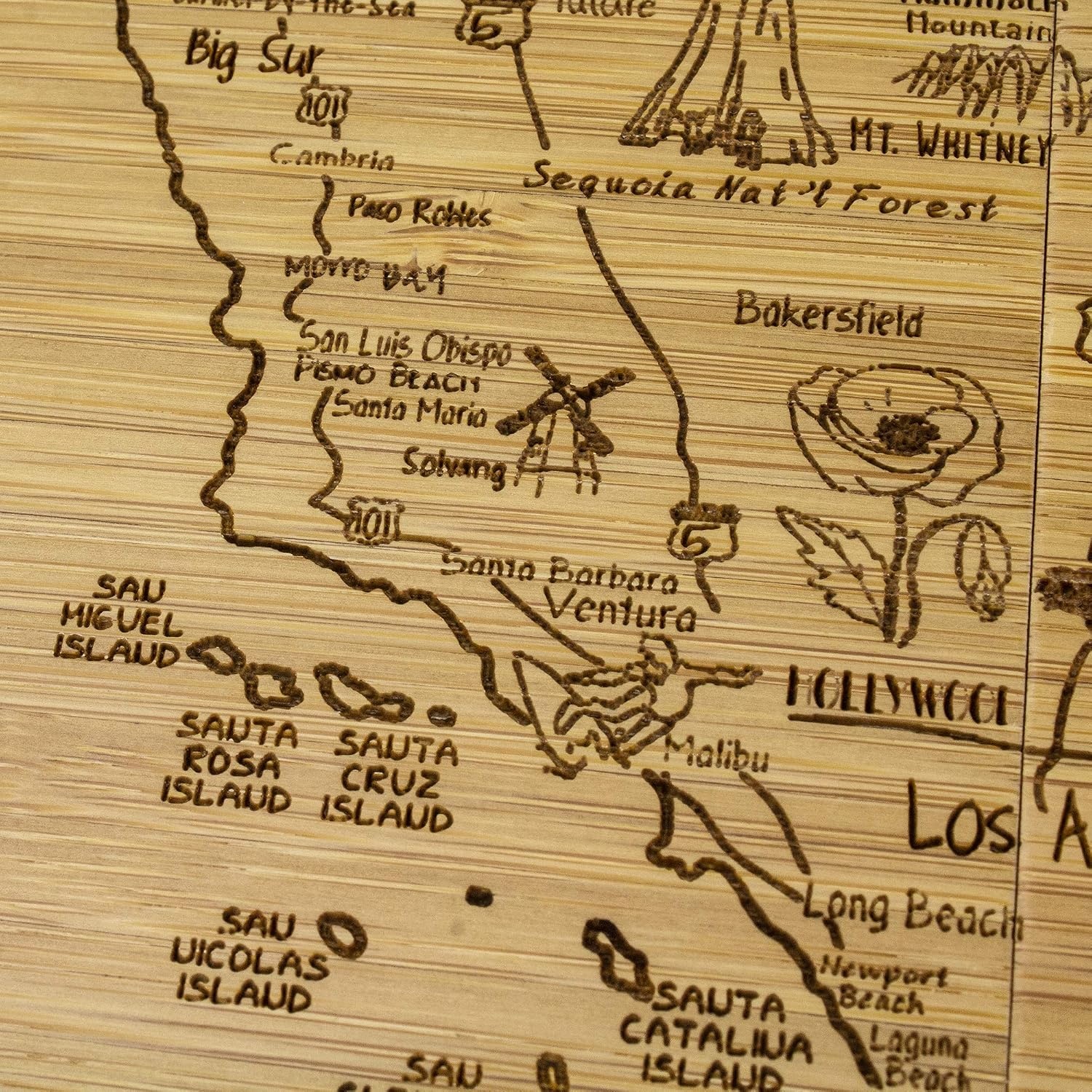 image:imageTotally Bamboo North Carolina State Puzzle 4 Piece Bamboo Coaster Set with CaseCalifornia