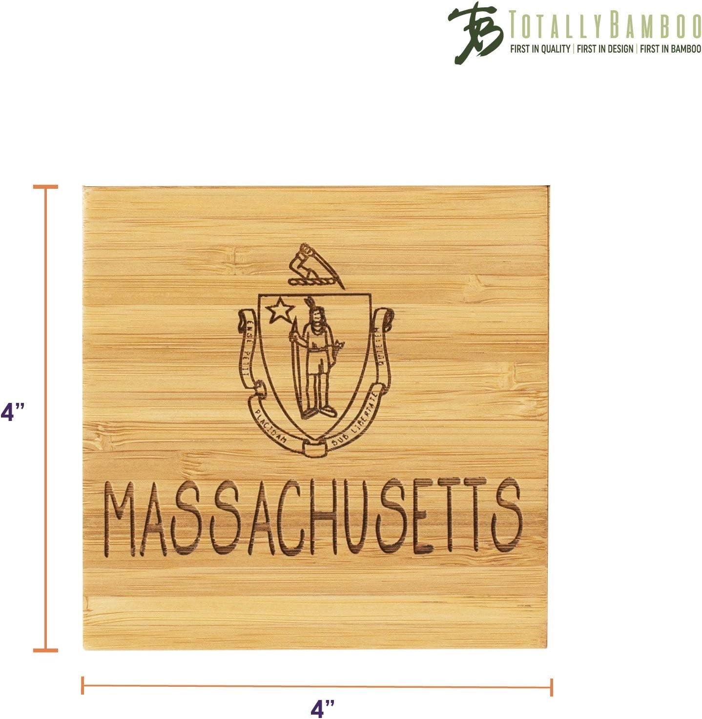 image:imageTotally Bamboo North Carolina State Puzzle 4 Piece Bamboo Coaster Set with CaseMassachusetts