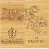 Totally Bamboo Rhode Island State Puzzle 4 Piece Bamboo Coaster Set with Case(Massachusetts)