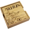 Totally Bamboo Rhode Island State Puzzle 4 Piece Bamboo Coaster Set with Case(Michigan)