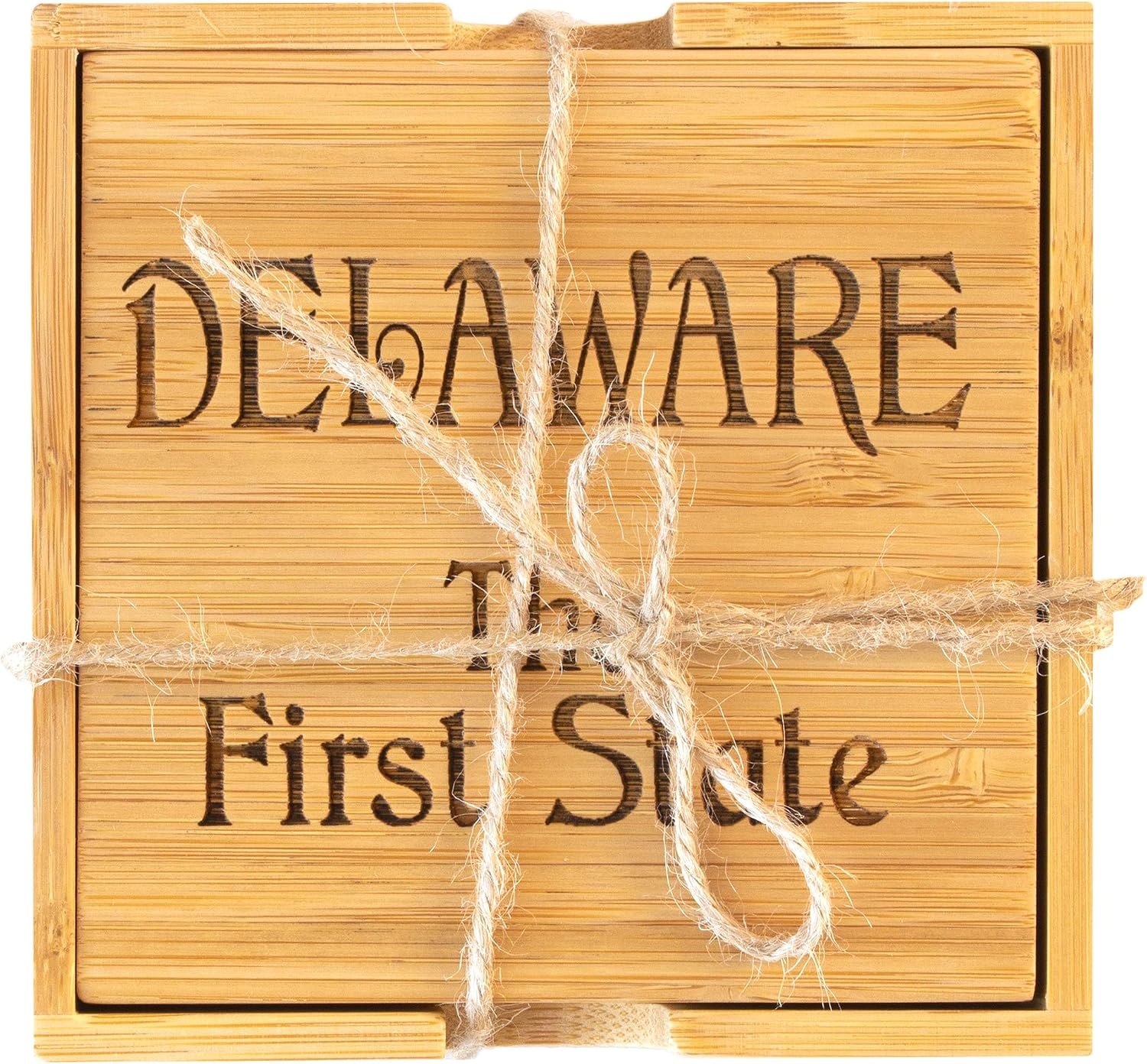 image:imageTotally Bamboo Delaware State Puzzle 4 Piece Bamboo Coaster Set with CaseDelaware