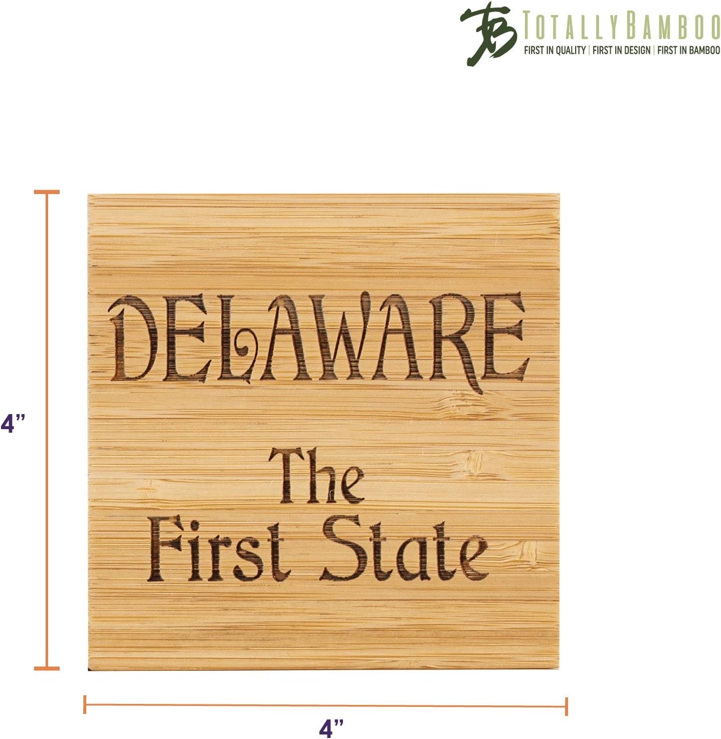 image:imageTotally Bamboo Delaware State Puzzle 4 Piece Bamboo Coaster Set with CaseDelaware