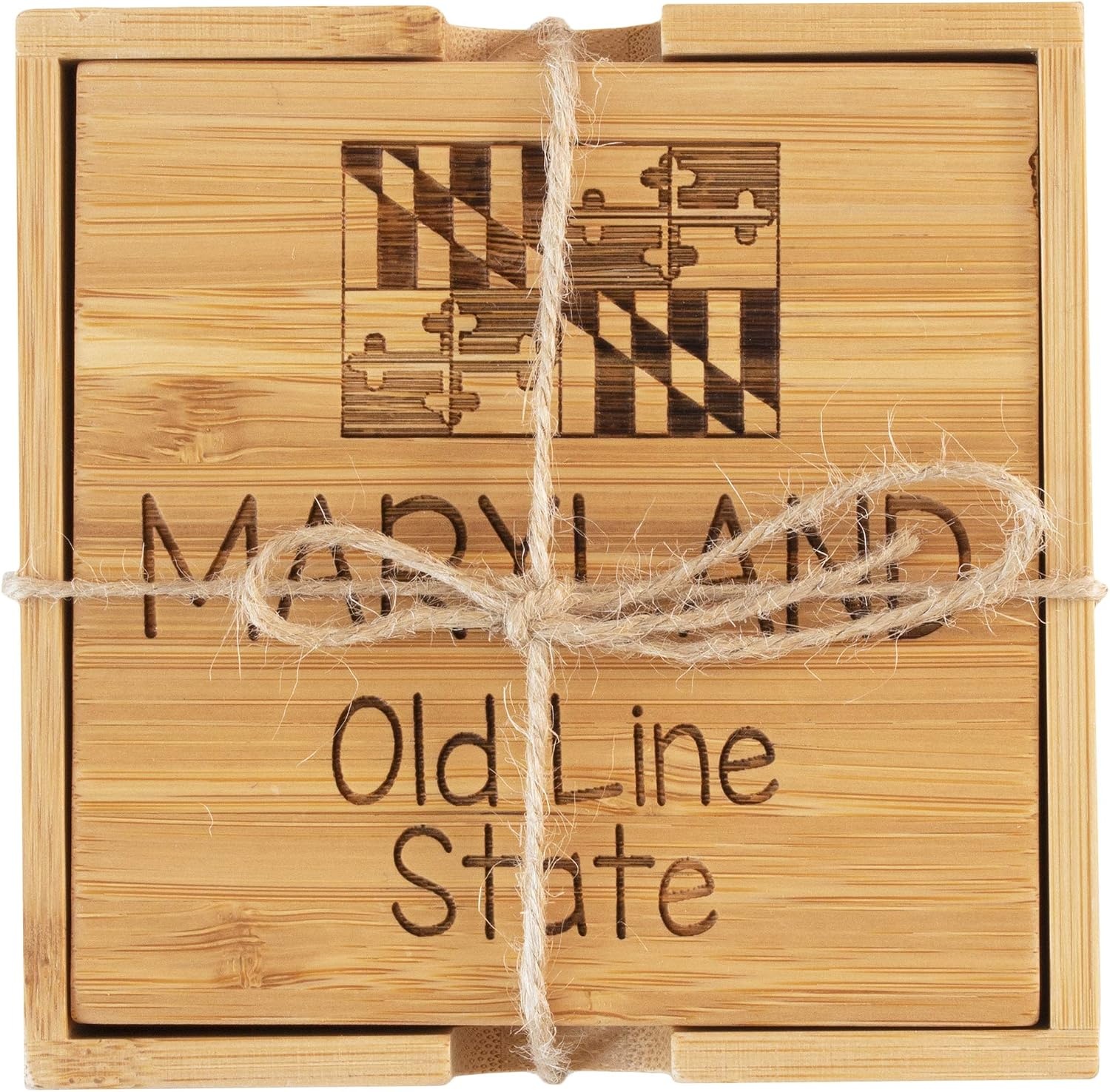 image:imageTotally Bamboo Delaware State Puzzle 4 Piece Bamboo Coaster Set with CaseMaryland