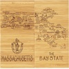 Totally Bamboo Delaware State Puzzle 4 Piece Bamboo Coaster Set with Case(Massachusetts)