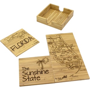 Totally Bamboo Delaware State Puzzle 4 Piece Bamboo Coaster Set with Case(Florida)