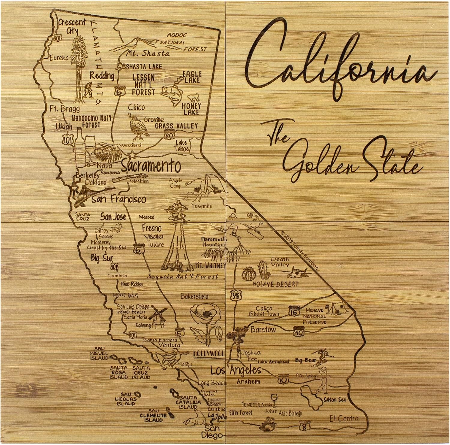image:imageTotally Bamboo Pennsylvania State Puzzle 4 Piece Bamboo Coaster Set with CaseCalifornia