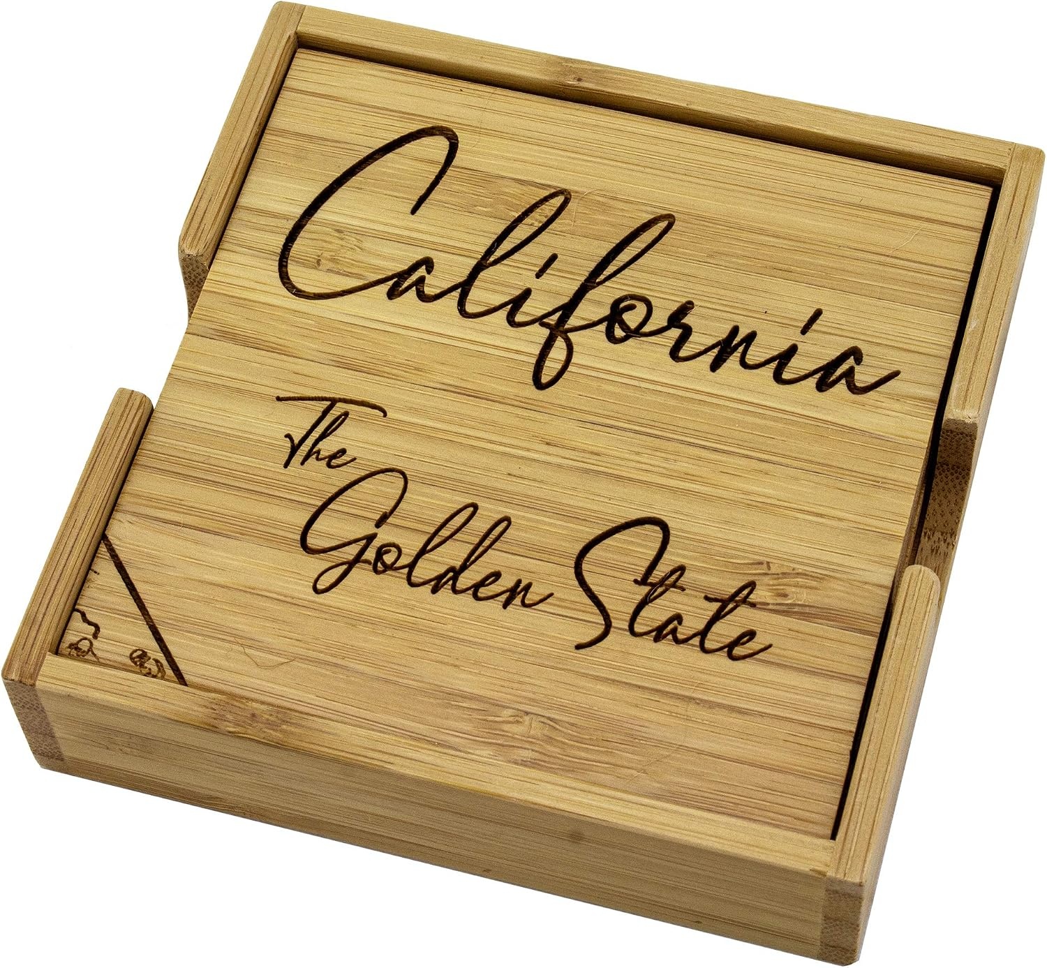 image:imageTotally Bamboo Pennsylvania State Puzzle 4 Piece Bamboo Coaster Set with CaseCalifornia