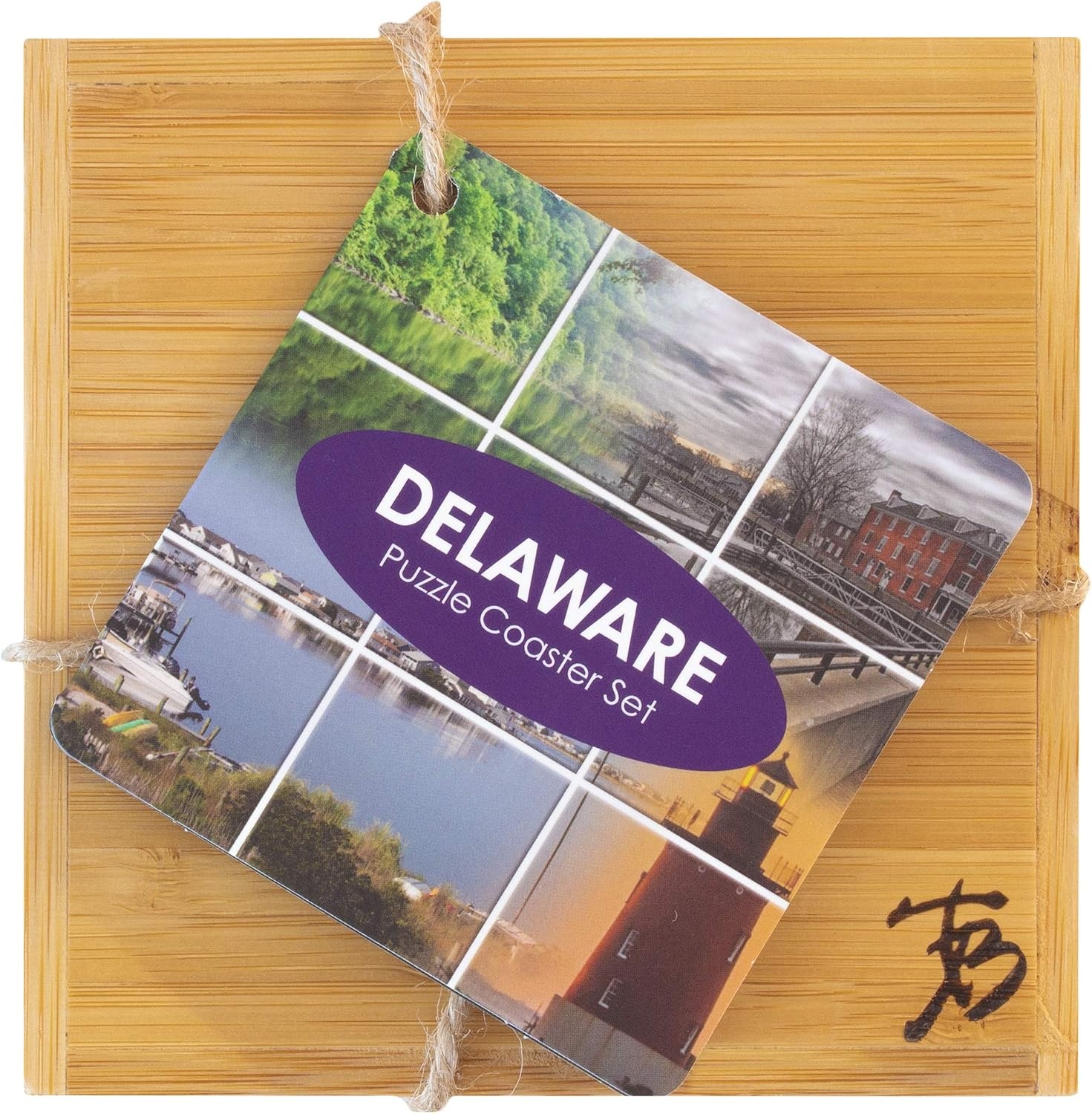 image:imageTotally Bamboo Pennsylvania State Puzzle 4 Piece Bamboo Coaster Set with CaseDelaware