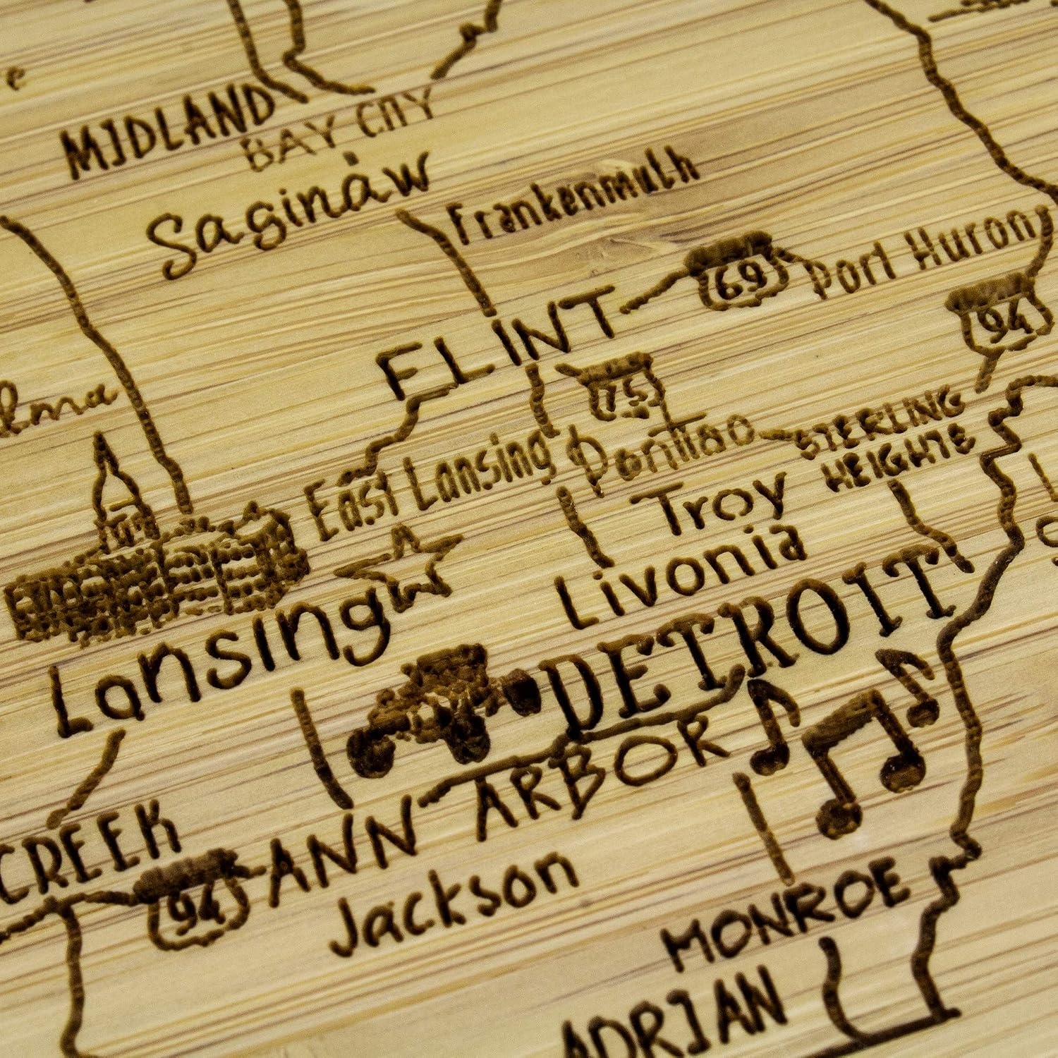 image:imageTotally Bamboo Pennsylvania State Puzzle 4 Piece Bamboo Coaster Set with CaseMichigan