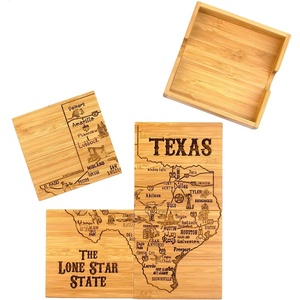 Totally Bamboo Pennsylvania State Puzzle 4 Piece Bamboo Coaster Set with Case(Texas)